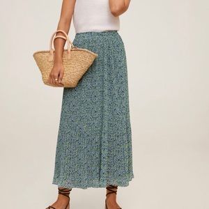 MANGO Green Floral Maxi Skirt
